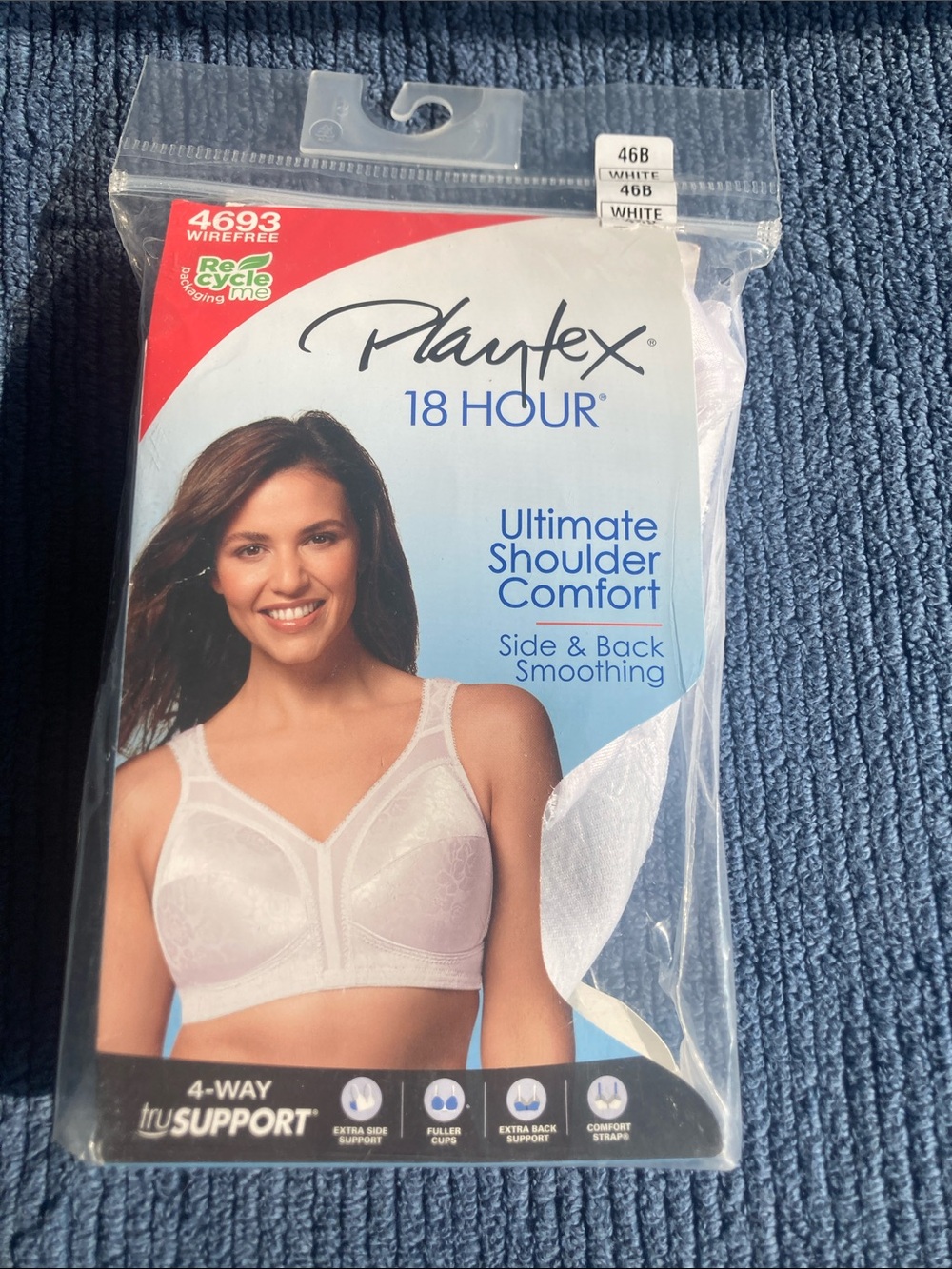 Playtex 18 hour white bra wireless 4way support 46B
